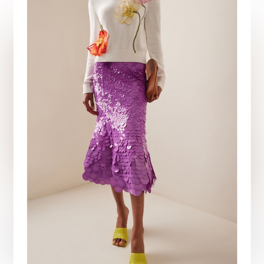 Oscar de la renta paillette-sequined midi skirt